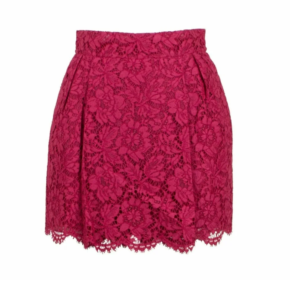 NWT $2145 Valentino Lace Pleated Skirt In Fuchsia Size EU 40, US Women's 4 - Picture 1 of 7